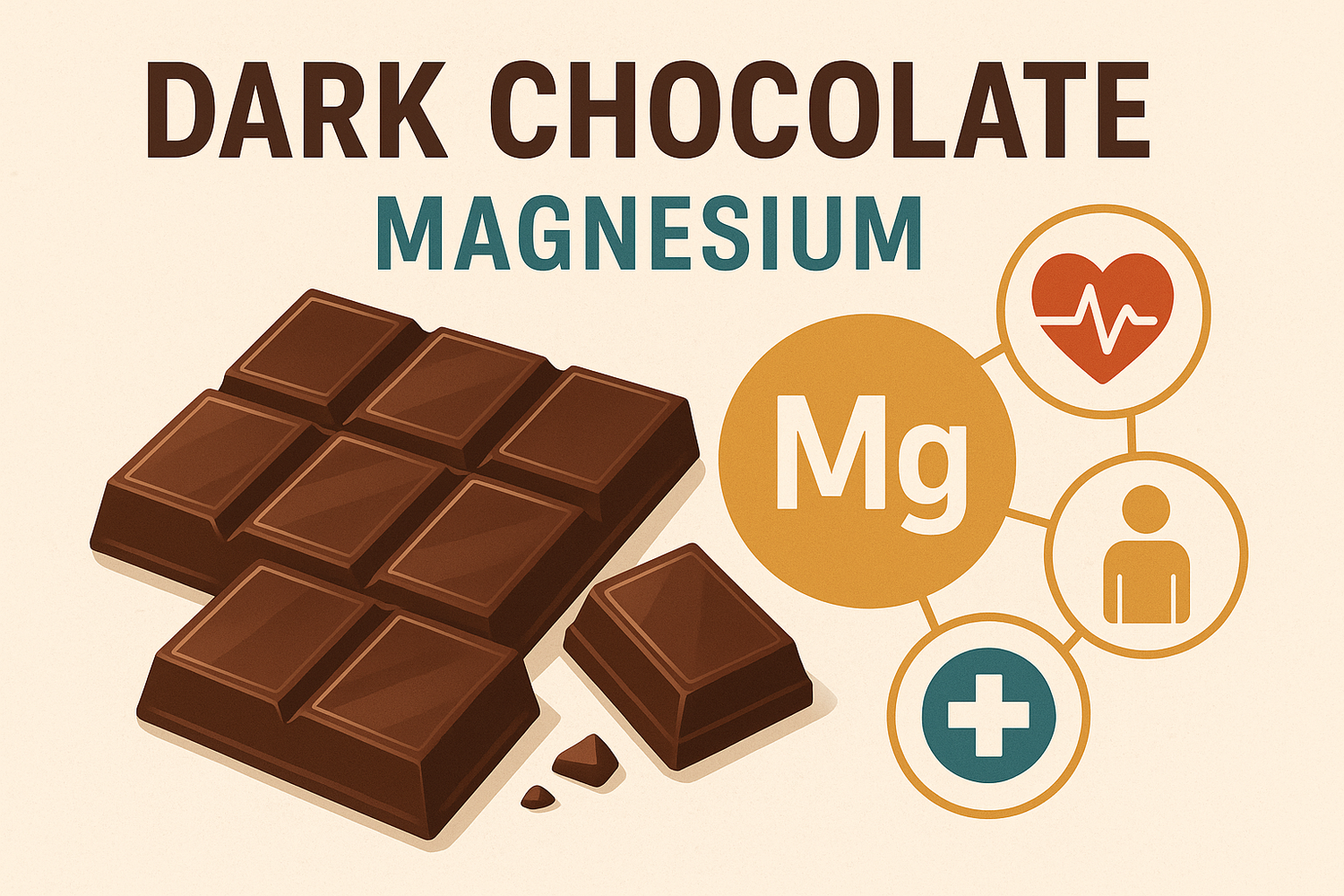 Dark chocolate bars and cocoa beans — magnesium content and cacao origin for professional chocolate production