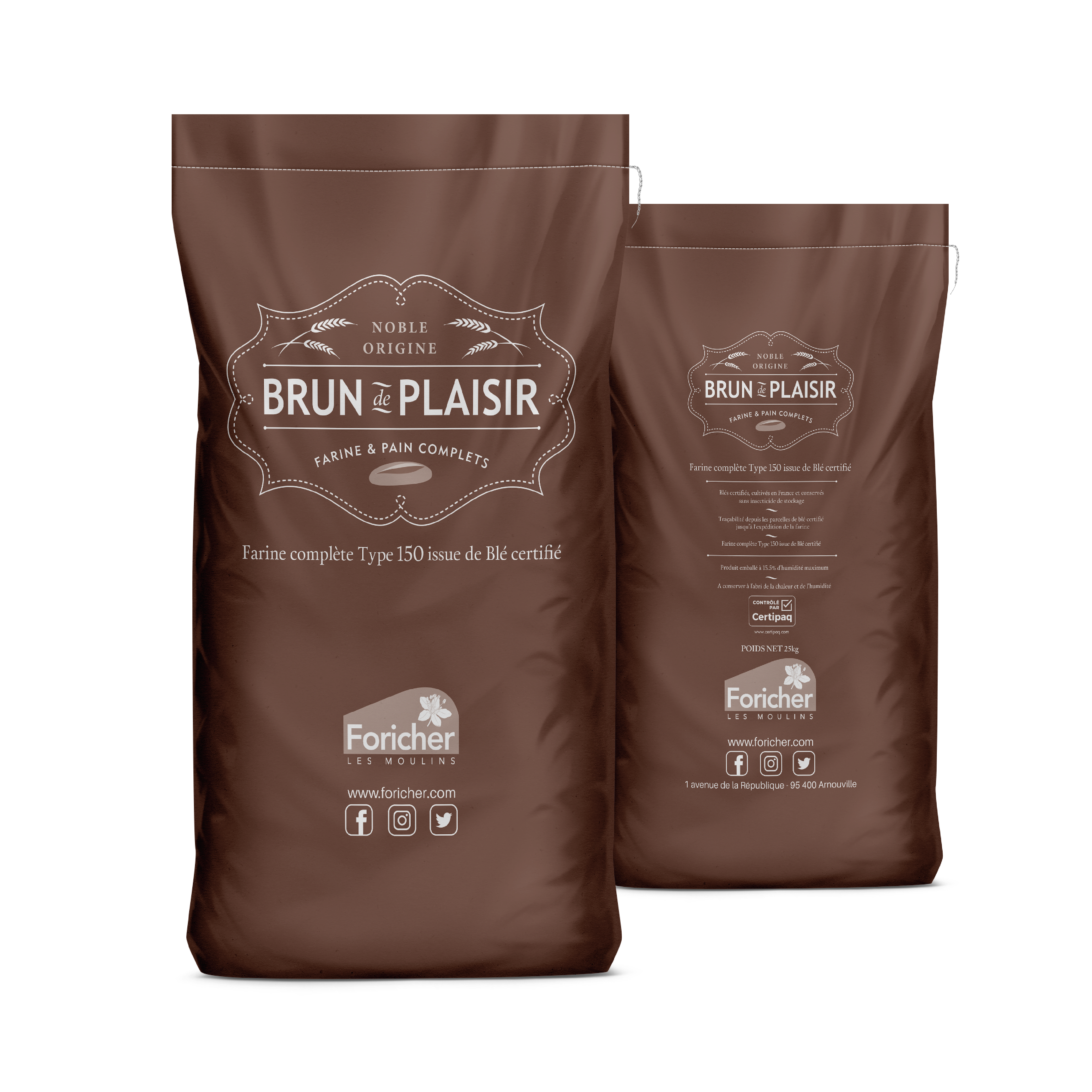 French T150 stoneground flour Brun de Plaisir