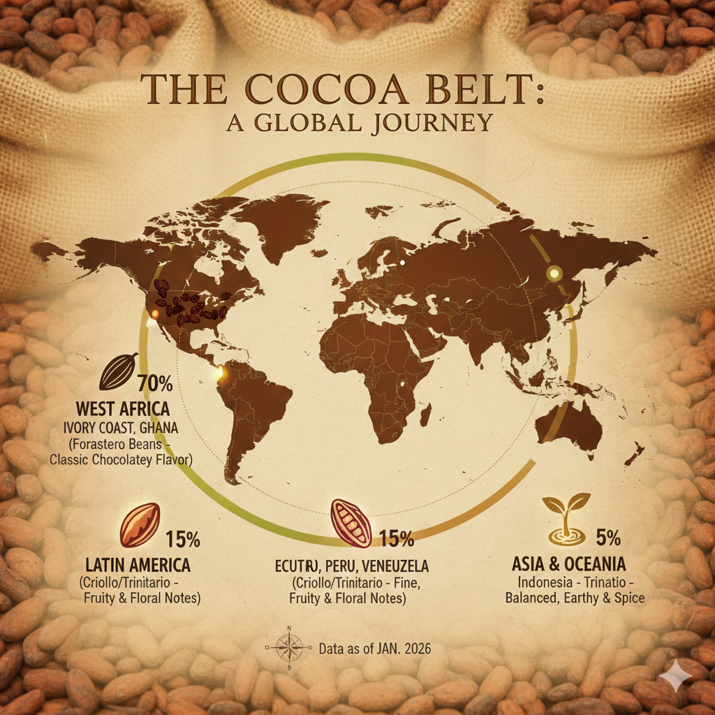 D'où vient la fève de cacao ? Origine, régions de culture et variétés