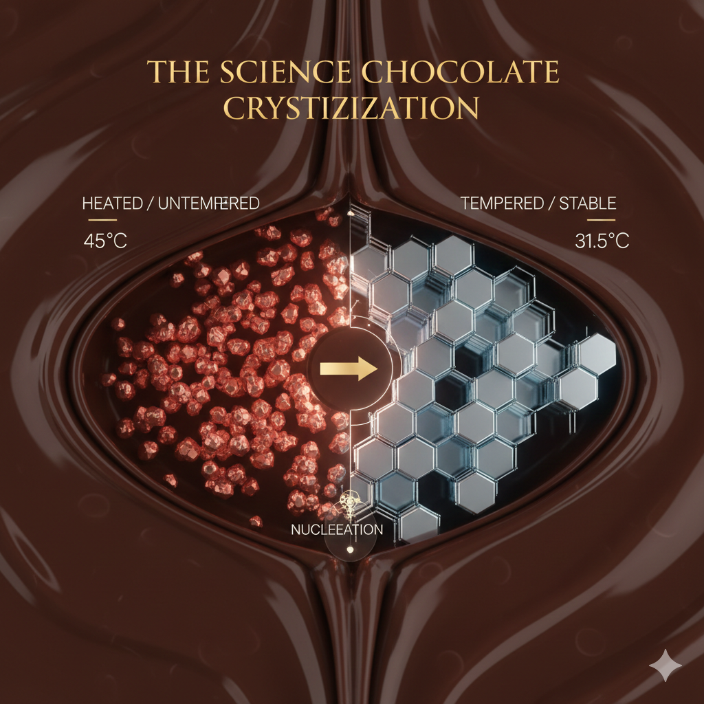 Cristallisation du chocolat : les formes cristallines du beurre de cacao et le rôle du tempérage