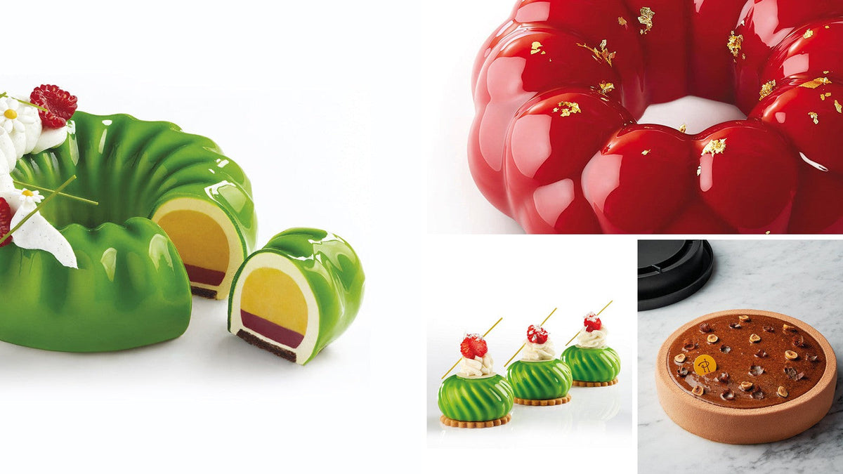 Entremets made with Pavoni Italia Pavocake and Pavoflex silicone moulds