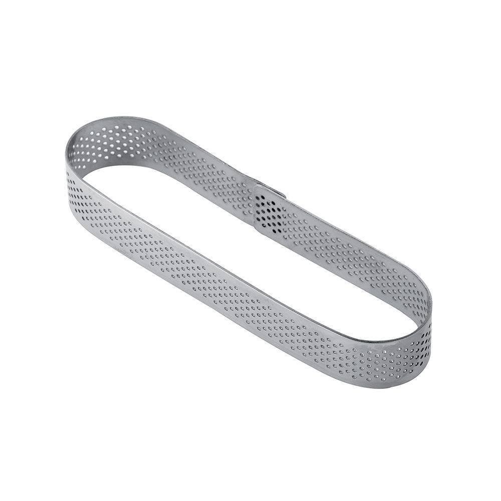 XF15 - Micro-perforated stainless steel éclair bands for single-serving tarts 125 x 30 x h 20 mm - Zucchero Canada