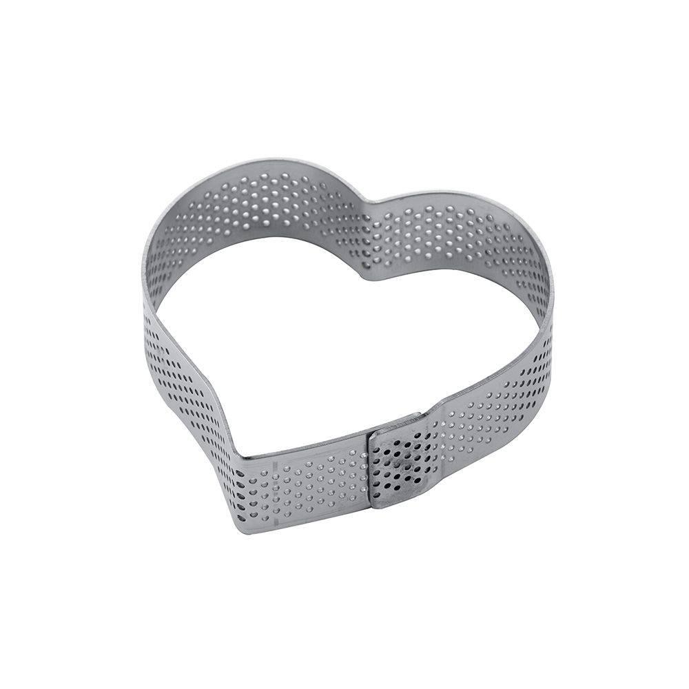 XF14 - Micro-perforated stainless steel heart bands for single-serving tarts 75
x 70 x h 20 mm - Zucchero Canada